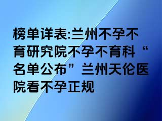 榜单详表:兰州不孕不育研究院不孕不育科“名单公布”兰州天伦医院看不孕正规